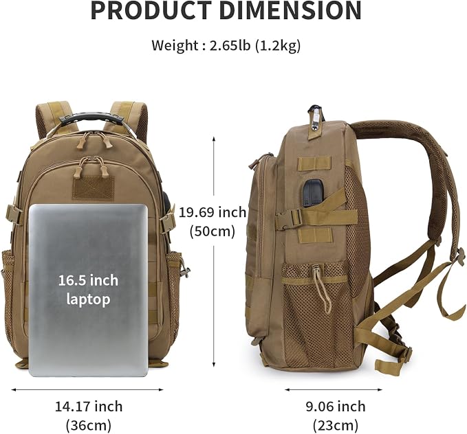 HUNTVP Military Tactical Backpack 40L Large Army 3 Day Assault Pack Molle Bag