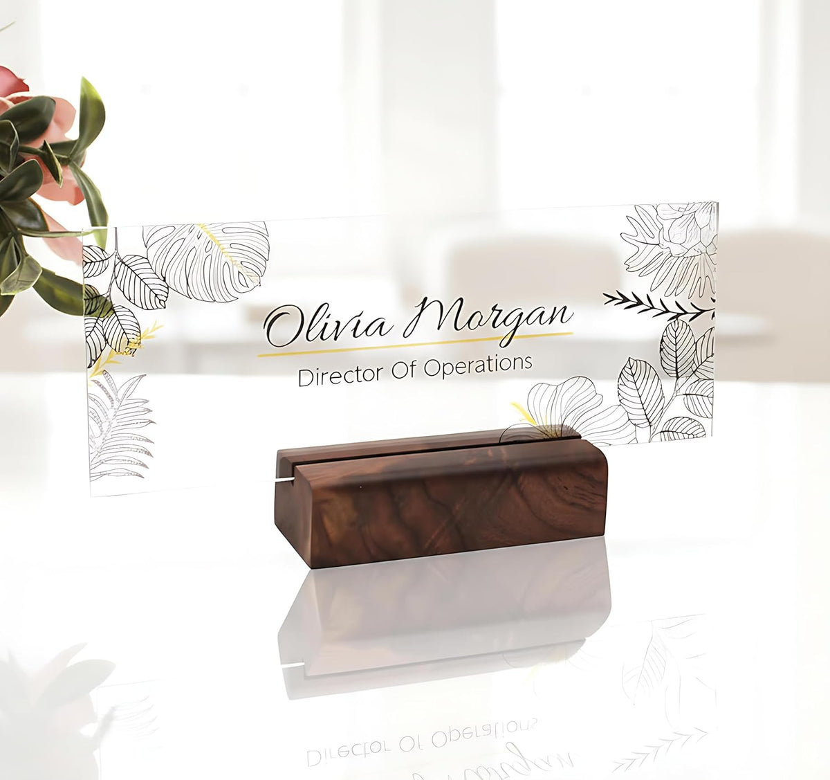 Personalized Desk Name Plate Plaque | Unique Gift | Wood Holder | Office Decor | Teacher Name Plate | Sign | Artswave (Elgant)