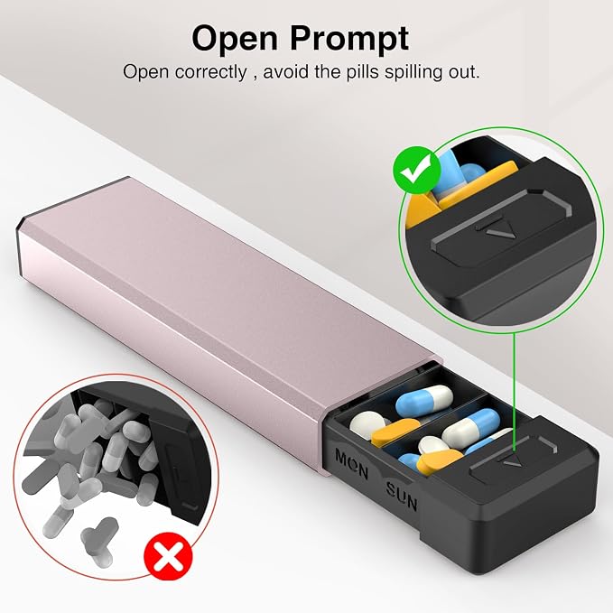 HEIYING Pill Organizer with Aluminum Shell