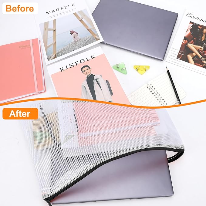 24pcs Mesh Zipper Pouch, Puzzle Storage Bags, A3 17x12 Inches Large Reusable