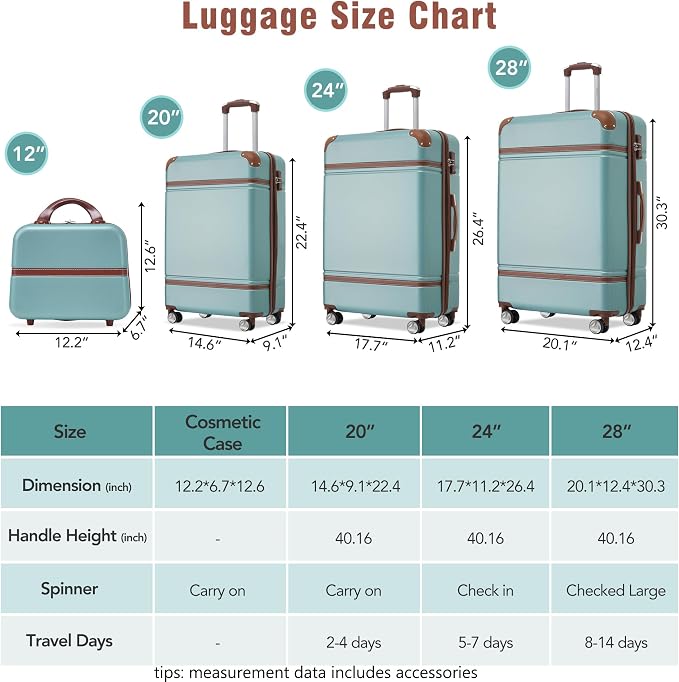 Merax Luggage Set 3 Piece Suitcase Set