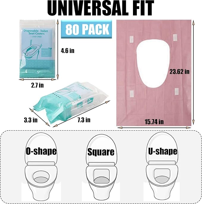 80 Pack Toilet Seat Covers Disposable 16x24 Inch XL Portable Toilet Liners