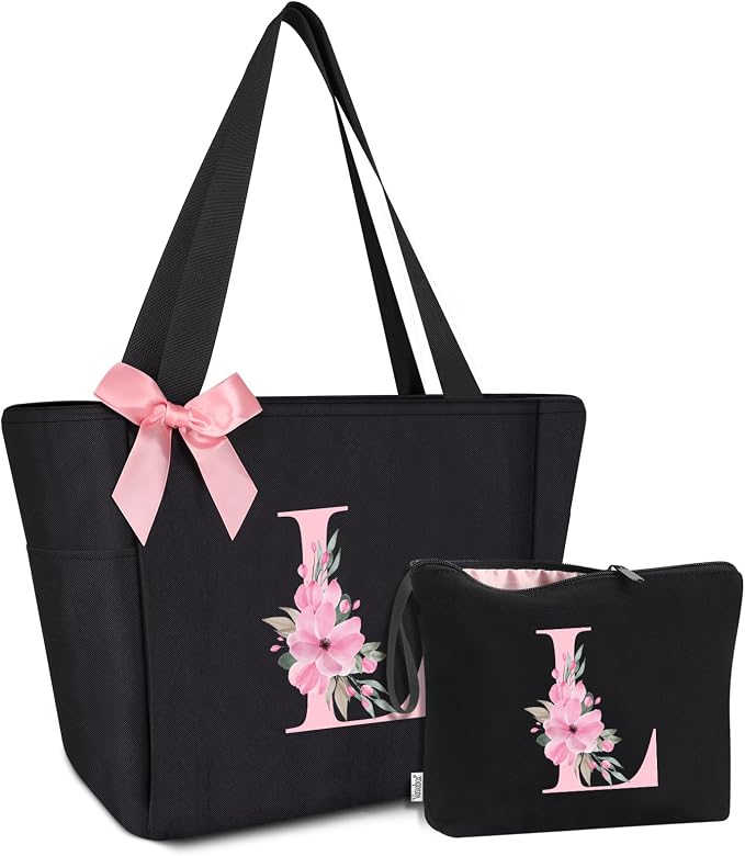 Vavabox Tote Bag, A-Z Initial Monogrammed Waterproof Tote Bag, Bridesmaid Gifts