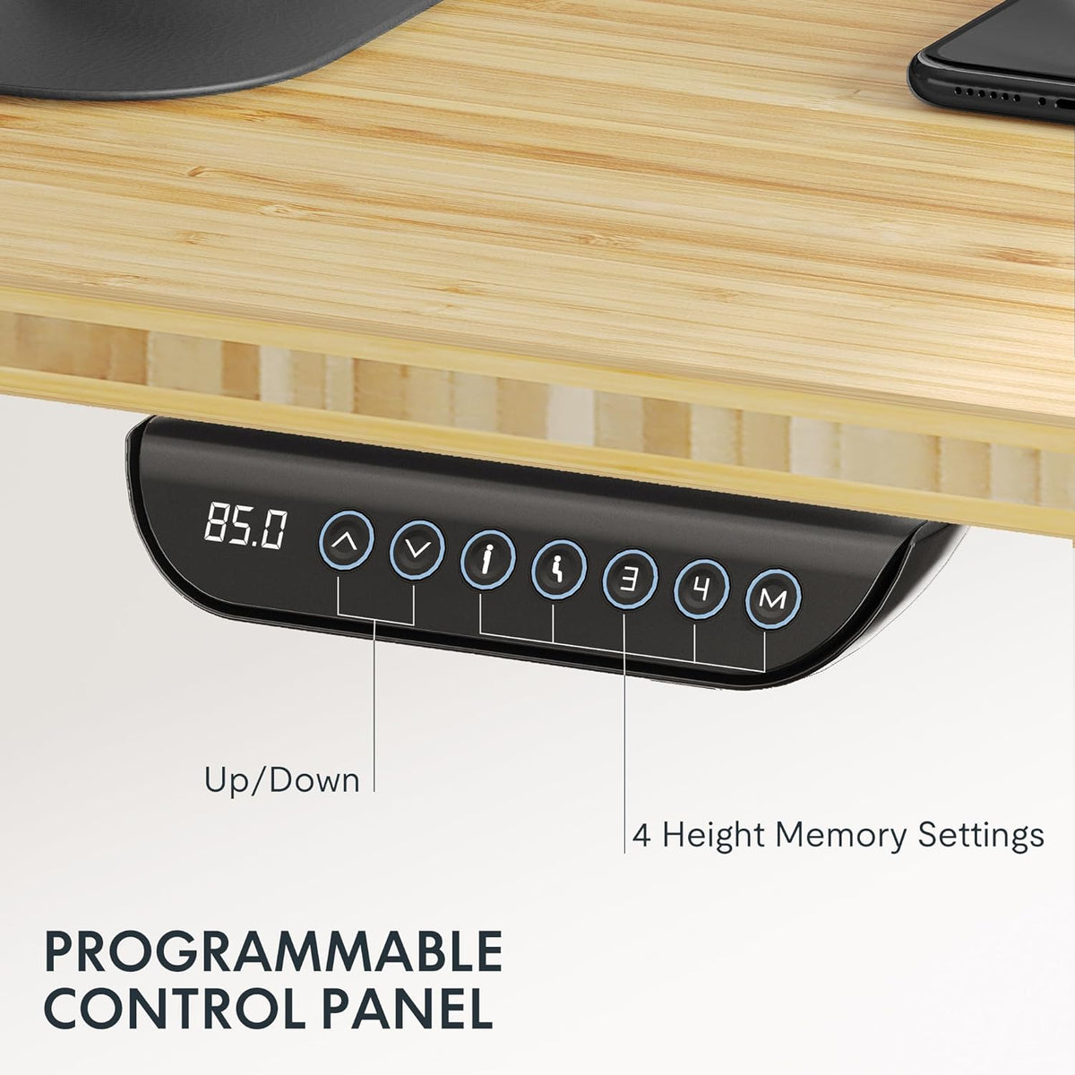 FLEXISPOT E6 MAX Bamboo Dual Motor 3 Stages Standing Desk 48x24 Inch Whole-Piece Board Electric Height Adjustable Stand Up Desk 150KG Load Capacity(White Frame + Bamboo Curved Desktop)