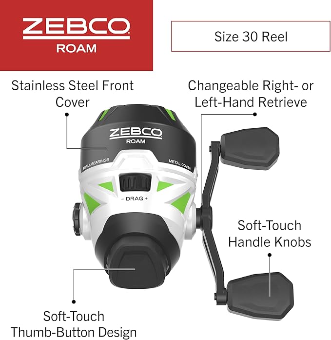 Zebco Roam Telescopic Fishing Rod and Spinning or Spincast Fishing Reel Combo
