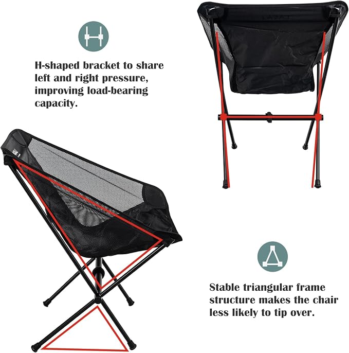 Ultra-Light Folding Camping Chair, All-Aluminum Frame, Surper Breathable Fabric