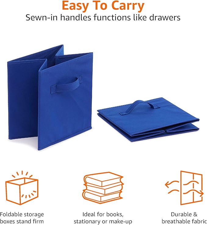 Amazon Basics Cube Organizer Storage Bins Handles, Collapsible Fabric,