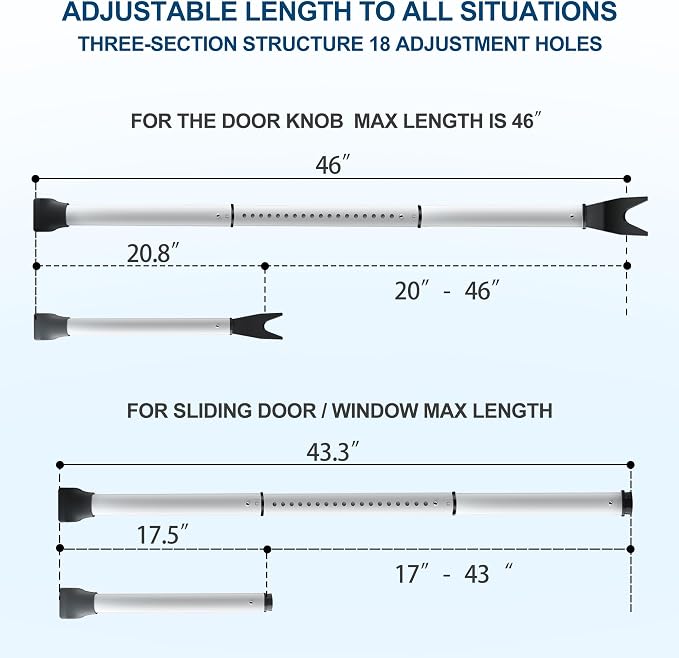 Rerishom Door Security Bar, Door Stoppers Security bar, Heavy Duty Door Lock