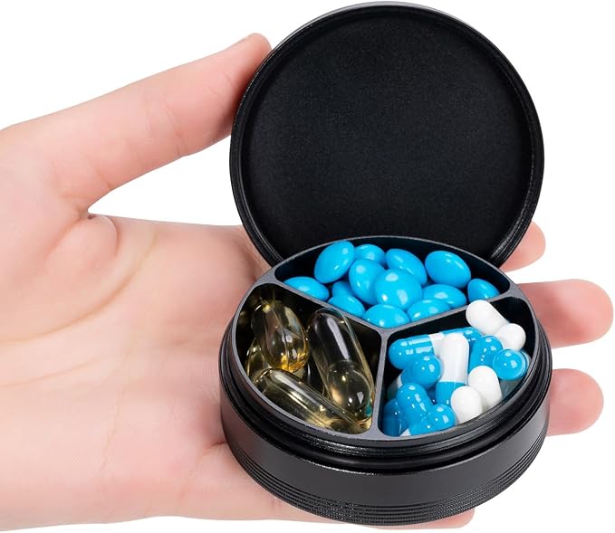 Metal Pill Case 3 Compartment