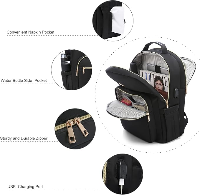 LOVEVOOK Laptop Backpack Purse for Women, Work Travel Computer Bags, Quilted