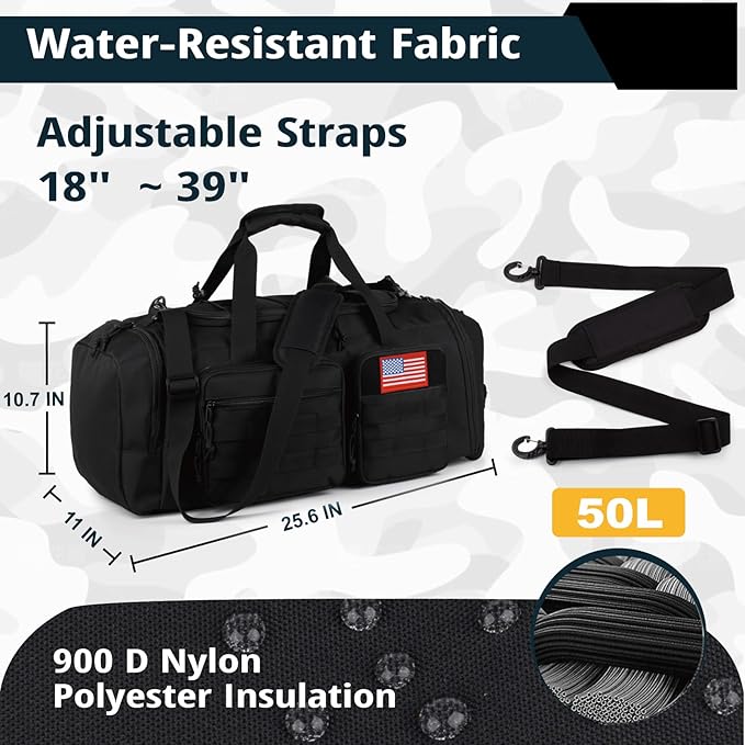 Tactical Gym Bag for Men，50L Large 3 in 1 Sports Duffle Bag