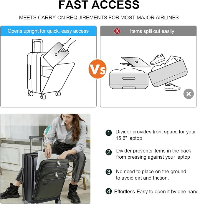 KROSER Hardside Expandable Carry On Luggage 22x14x9 Airline Approved