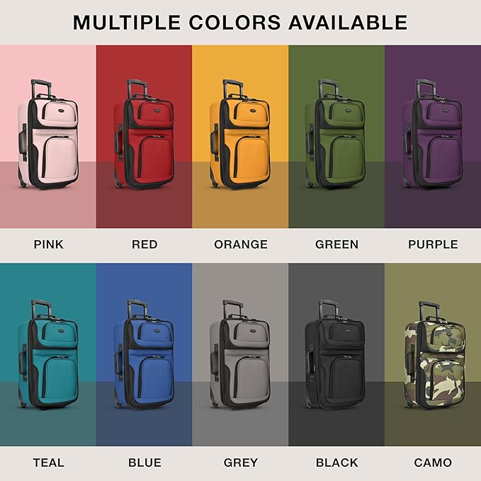 U.S. Traveler Rio Fabric Expandable Carry-on Luggage, Rolling Suitcase