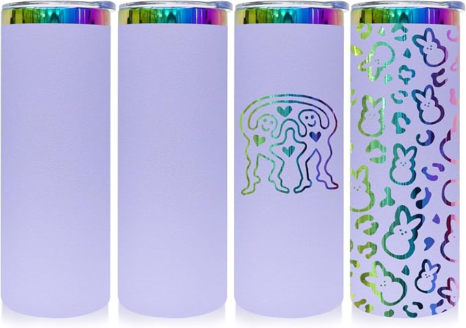 20 oz Skinny Tumblers Stainless Steel Tumbler with Lid and Straw Double Wall Vacuum Insulated Coffee Mug 20oz Powder Coated Cup for Hot and Cold Drinks(Purple,4 pack)