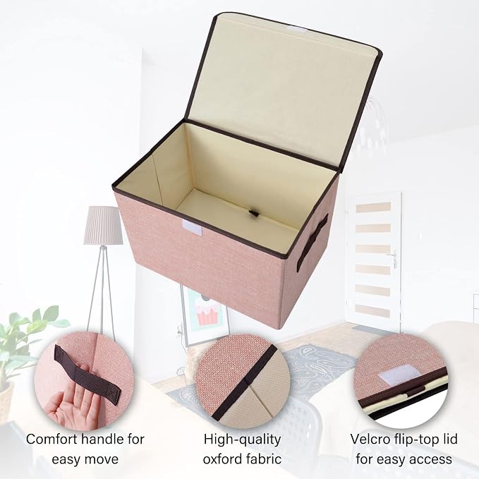 Linen Fabric Foldable Storage Cube Bin Organizer Basket