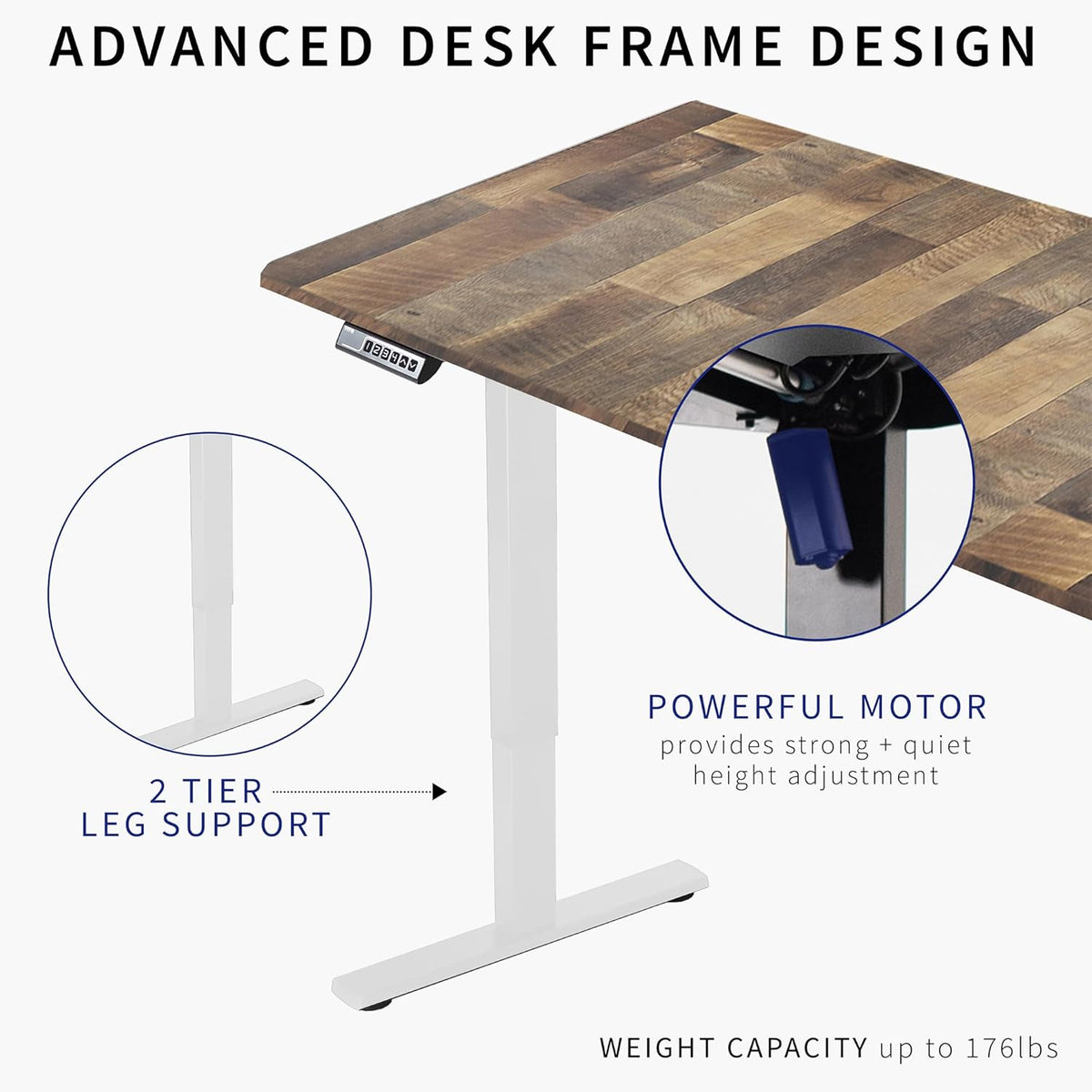 VIVO Electric 71 x 36 in Standing Desk, Memory Height Adjustment, 1B Series, Reclaimed Wood Top White Frame, DESK-KIT-1W7P-36