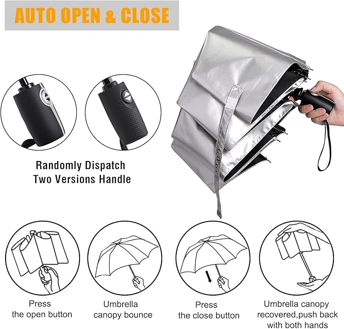 G4Free UPF 50+ UV Protection Large Travel Umbrella 42/46 Inch Auto Open Close