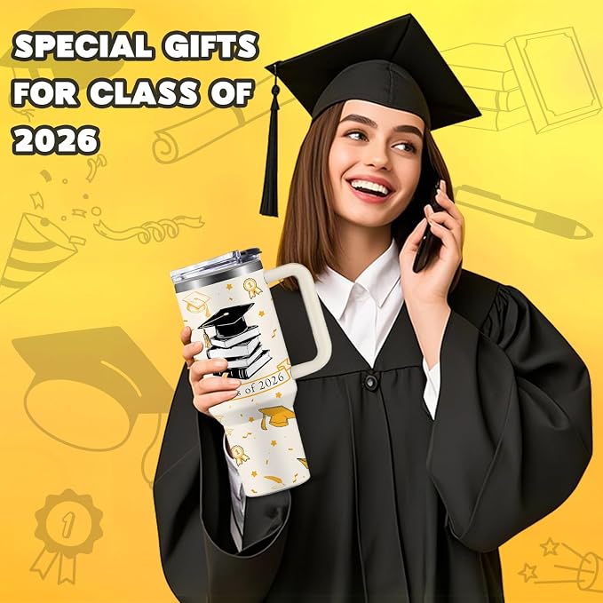 2026 Graduation Gifts for Her, Him - Class of 2026 Tumbler 40oz - Congrats Grad Gift for Class of 2026 - Masters Degree, PHD, High School Senior, College Graduation Gifts for Graduate Students