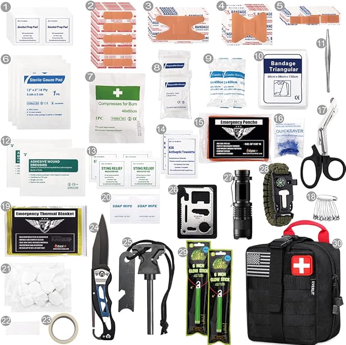 EVERLIT 250 Pieces Survival First Aid Kit IFAK EMT Molle Pouch Survival Kit