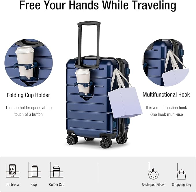 KYME Hardside Expandable Carry On Luggage 22x14x9 Airline Approved 20 Inch