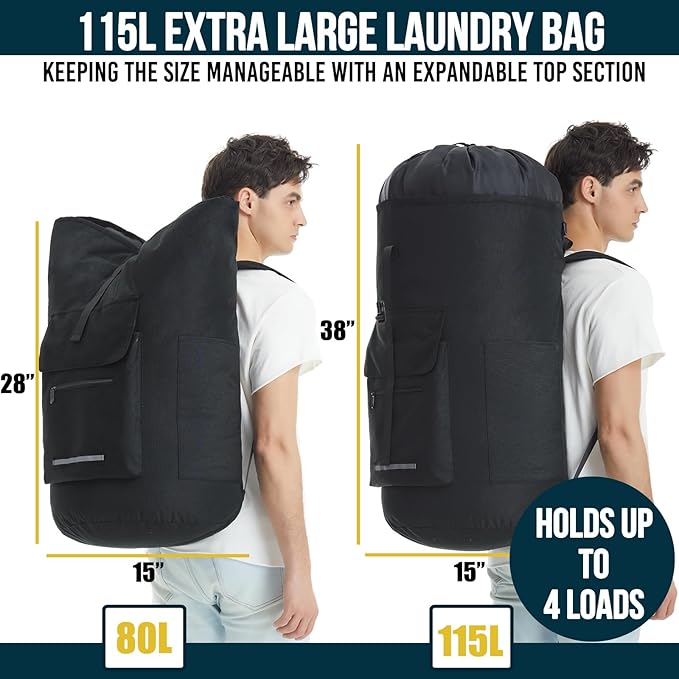 Laundry Bag Extra Large 115L, Laundry Backpack Bag, Laundry Bags Extra Large