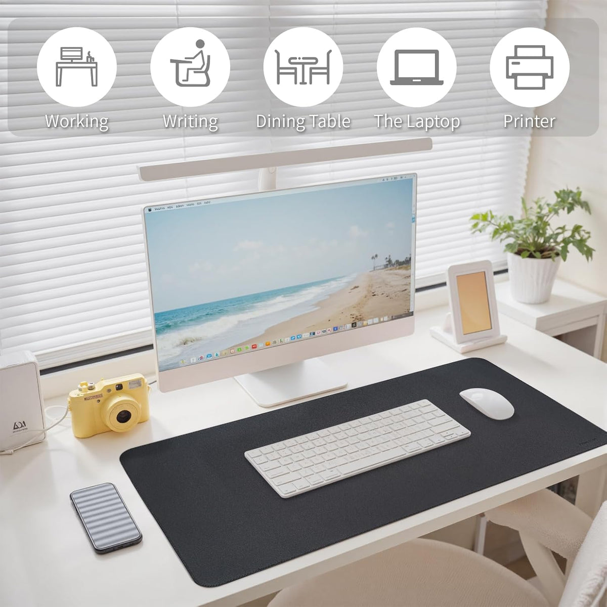 Oversized Non-Slip Desk Pad Protector – Grips Desk Firmly, Anti-Slip Like You've Never Seen! Vegan Leather Waterproof Laptop Mat for Keyboard & Mouse – Large Office Pad– Obsidian Black