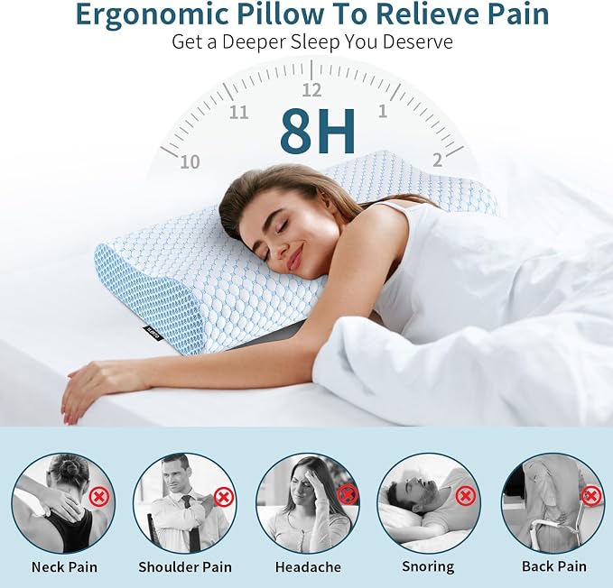 Cervical Pillow for Neck Pain Relief, Contour Memory Foam Pillows for Sleeping