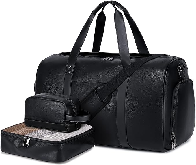 Wogarl 3PCS Leather Weekender Bag