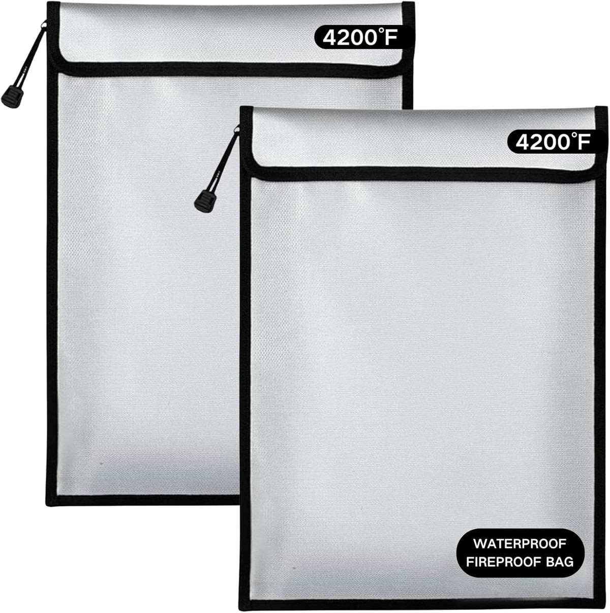Fireproof Document Bag – Waterproof Fireproof Money Bag for Cash with Zipper, Fireproof Pouch for Important Document Storage | Fireproof Bags for Documents,Money (2 pack Gray, 15“ x 11")