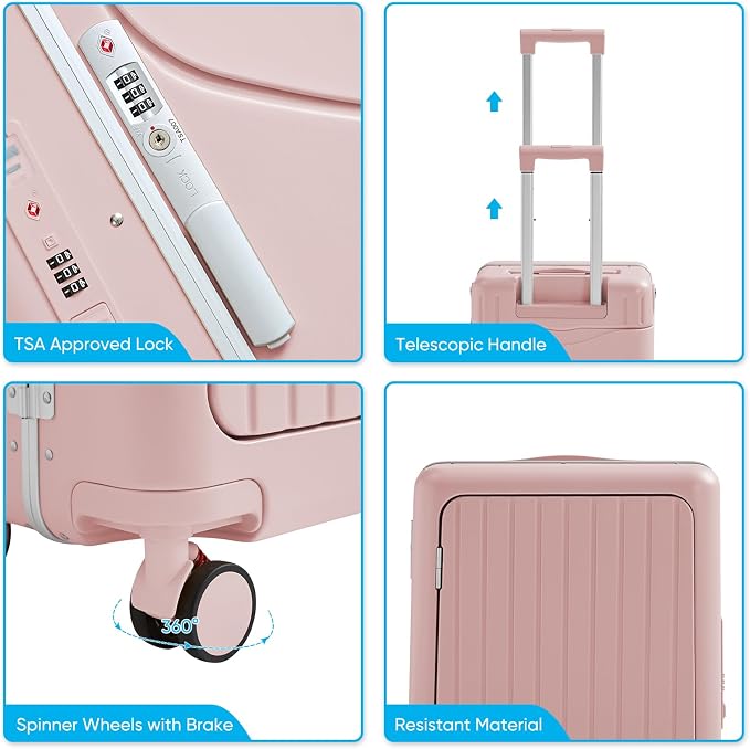 TABU 20" Ride-on Luggage with Seat，Front Opening Carry-On Hardshell Ride On