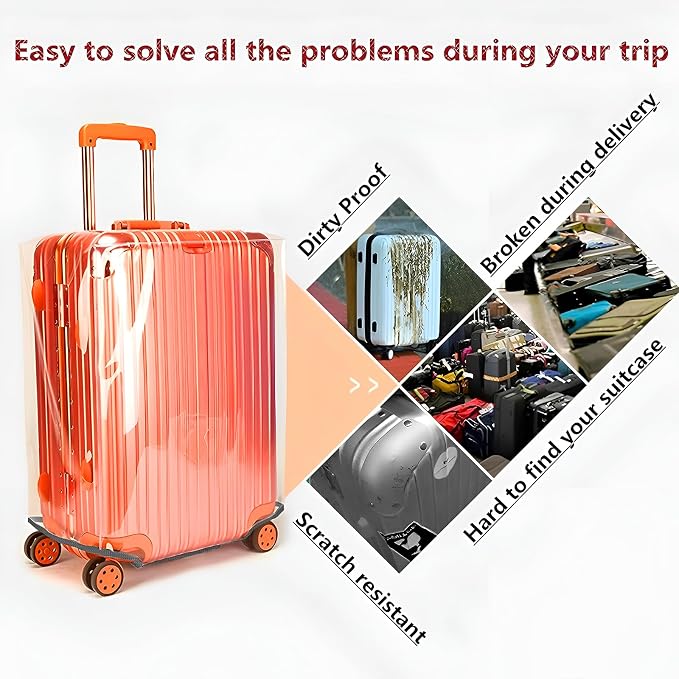 3 PCS Luggage Covers for Suitcase TSA Approved, 20/24/28 Inch Full Clear