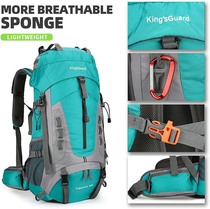 King'sGuard 60L Hiking Backpack Large Waterproof Camping Backpack