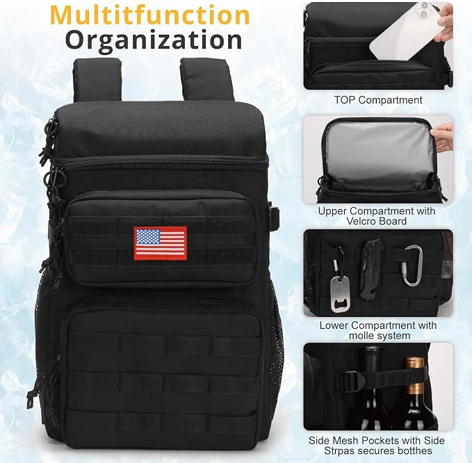 Tactical Backpack Cooler, Soft Lightweight Leakproof Cooler Backpack, Insulated