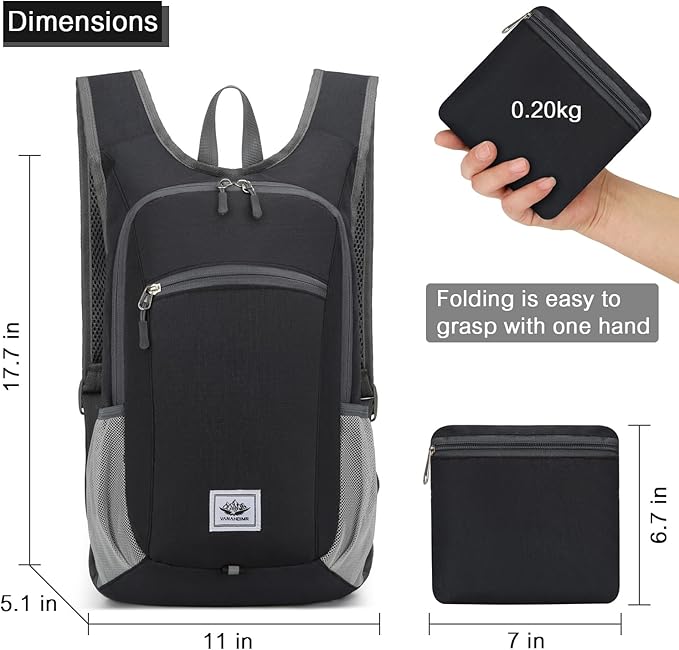 Esup 15L Lightweight Hiking Backpack Foldable Small Travel Backpack Packable