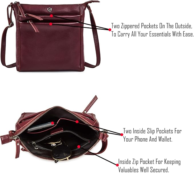 Small Soft Genuine Leather Crossbody Purse Women’s Sling Crossover Shoulder