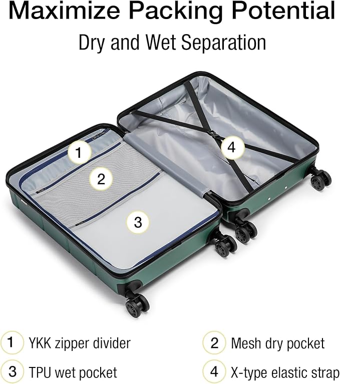 KYME Hardside Carry On Luggage 22x14x9 Airline Approved
