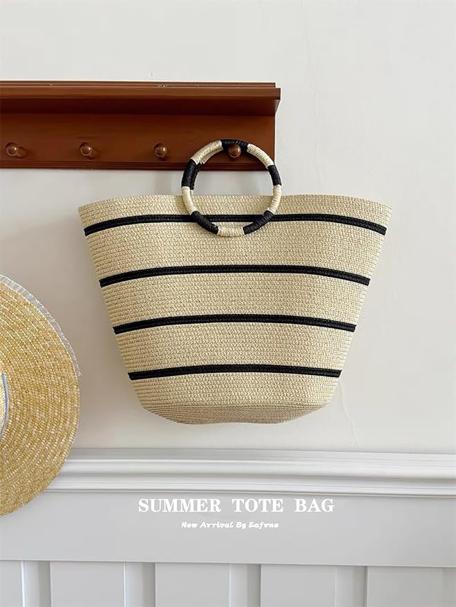 Beach Bags for Women Straw Tote Bag Summer Beach Bag Large Woven Straw Tote for