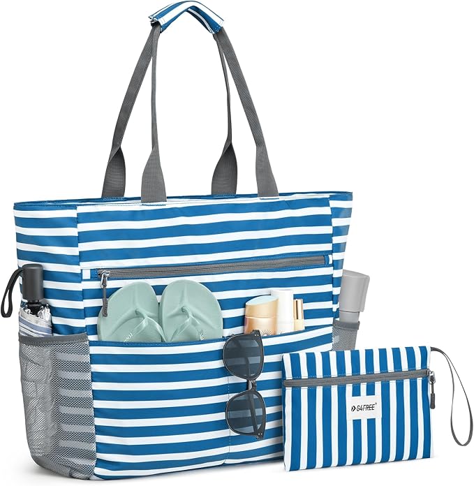 G4Free Beach Bag, Waterproof Sandproof Beach Tote Bag, Large Capacity Foldable