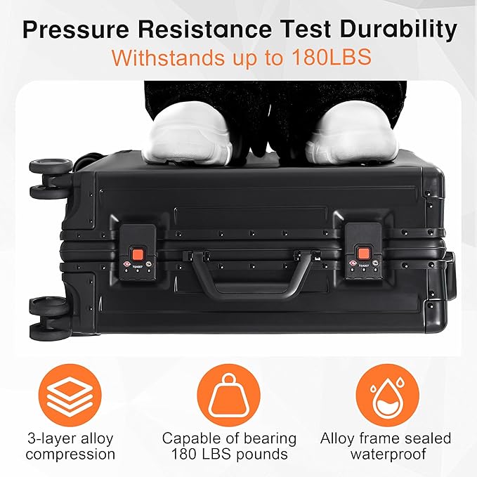 All Aluminum Carry On Luggage 22x14x9 Airline Approved，Hard Shell Carry On