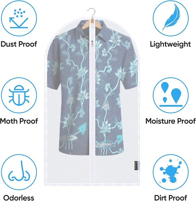 BALEINE 40'' Translucent Garment Bags, 12 Packs PEVA Dress Bag