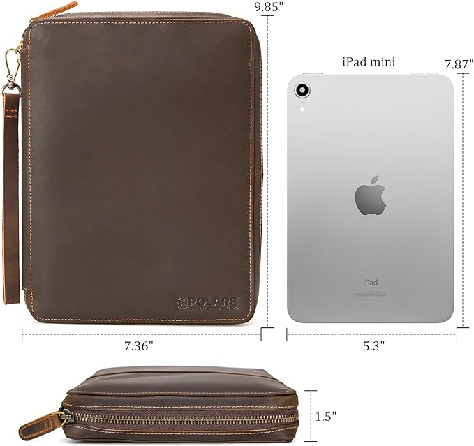 Polare Full Grain Leather Travel Cable Organizer Case Electronics Accessories