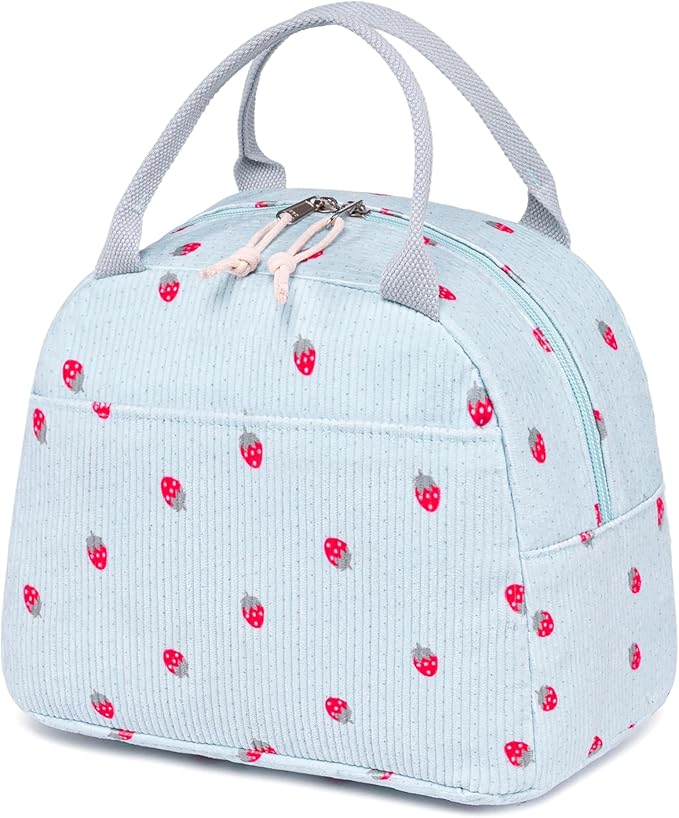 Bluboon Lunch Bag for Women Men Cute Corduroy Lunch Tote Bags Reusable