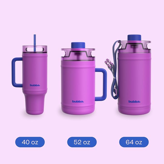 bubba 40 oz Insulated Stainless Steel Tumbler with Handle and Straw - Leakproof, Dishwasher Safe, Cup Holder Tumbler, Lead-Free and BPA-Free, Moodbooster