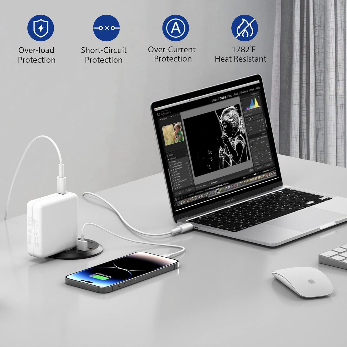 3 inch Desktop Power Grommet USB C,20W Fast Charging Station,Furniture Recessed Power Strip,2 Outlets,3 USB Ports,Flush-Mount for Desktop, Workspace Essential Desk Outlet,2 Pack (Black)