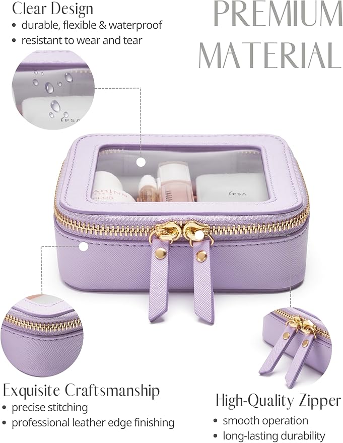 Popvibe Clear Makeup Bag Travel Cosmetic Case Transparent Toiletry Bag