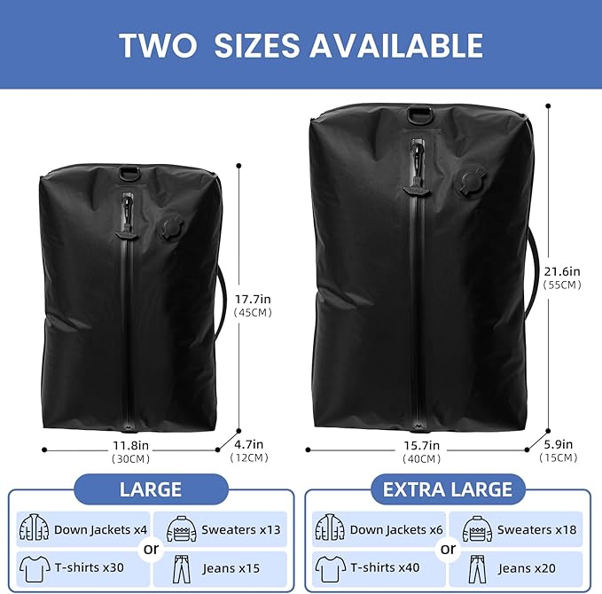 BAGAIL TPU Vacuum Bag for Travel, Reusable Compression Bag