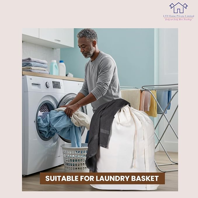 LFH Home Cotton Canvas Large Laundry Bag