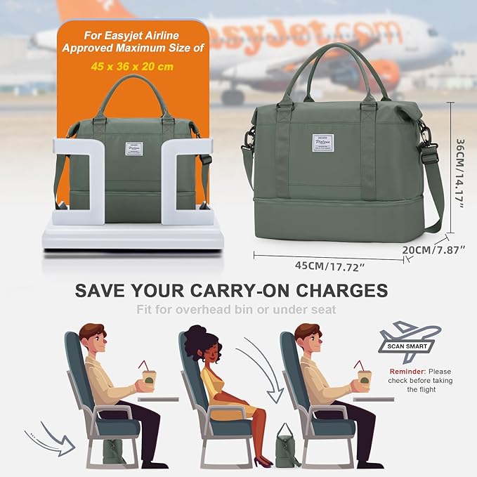 Travel Duffel Bag, Sports Tote Gym Bag, Shoulder Weekender Overnight Bag