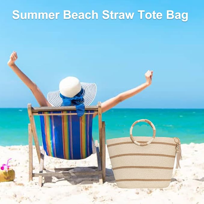 Beach Bags for Women Straw Tote Bag Summer Beach Bag Large Woven Straw Tote for