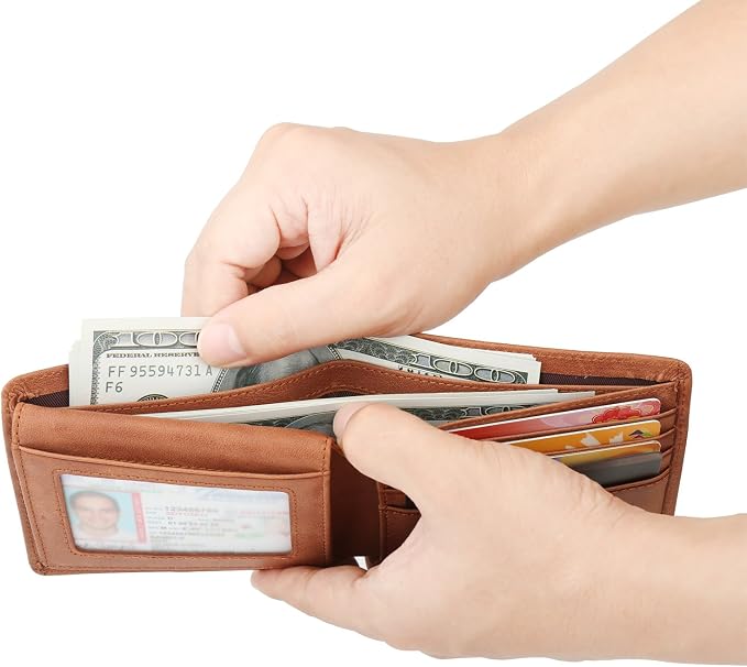 Wallet for Men-Genuine Leather RFID Blocking Bifold Stylish Wallet